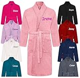 Personalised Mens Womens Towelling Robe 100% Cotton Terry Towel Bathrobe Shawl Collar Adult Dressing Gown Bath Gym Shower Gift One Size Fits S/M/L (Light Pink) - Image 1