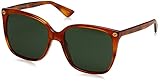 Protective case included Gucci Damen GG0022S 002 Sonnenbrille, Braun (Avana/Green), 57