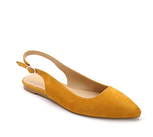 ComeShun Womens Shoes Yellow Comfort Classic Flat Sandals Dress Slingback Pump Suede Size 5