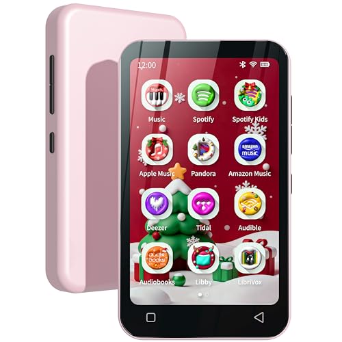TIMMKOO 80GB Kids MP3 Player with Bluetooth Parental Controls Pre-Installed Spotify Spotify Kids Audible 4 WiFi MP4 Music Player Up to 1TB (Blush)