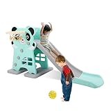Arlopu 3-in-1 Kids Slide, Freestanding Climber Slide, Sturdy Toddler Slide PlaySet w/Basketball Hoop