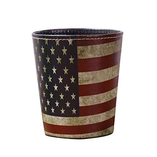 Tosbess Corbeille à Papier-Poubelle à Papier par Un Style Européen pour Chambre et Bureau-Poubelle étanche PU,10 * 15 * 14cm (Drapeau américain) Cover