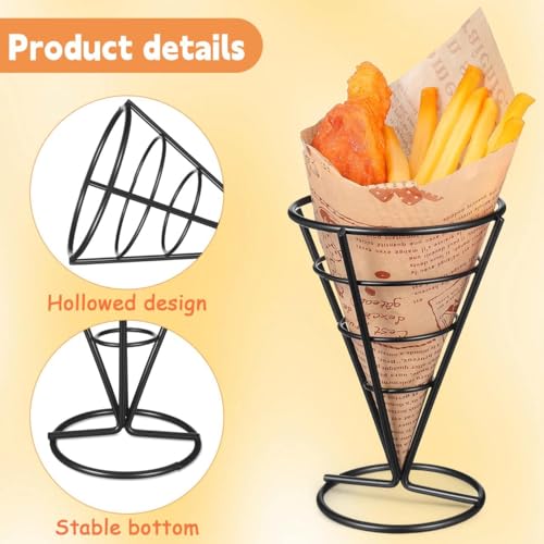 Tagtight 6 Stück Pommes Frites Halter Ständer, Pommes Frites Rack, Lebensmittelregale Aus Drahtmetall, Pommes Korb, Servierchips Ständer, Hühnerhalter für Snacks, Restaurant, Café