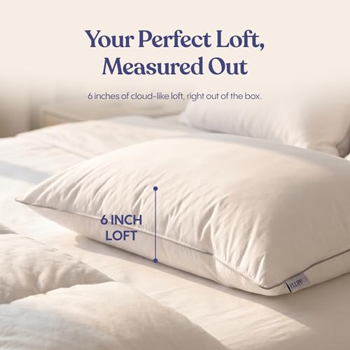 Image of FluffCo Zen Fluff Down Alternative Bed Pillow - Luxury Hotel Quality - 300 Thread Count Cotton Shell - Pillows for Side, Back, and Stomach Sleepers - Made in USA - King Size 20 inch x 36 inch, 1-Pack, Soft