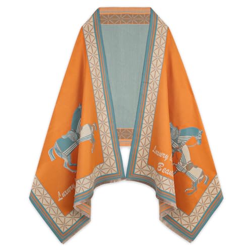 EXTREE Women Pashmina Silk Shawl Wrap Open Front Poncho