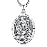 Heiliger Cecilia Anhänger Sterling Silber Heiliger Cecilia Medaille Herren St. Cecilia Halskette Kette Schutz Schmuck Religiöse Geschenke