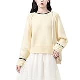 [MilaCorinna] レディース トップス プルオーバー セーター ニット 長袖 丸首 ラグラン ショートスタイル 無地 厚手 暖かい 柔らかい 上品 快適 おしゃれ 優しい カジュアル カジュアル ゆったり スリム 普段着 通勤 春秋冬