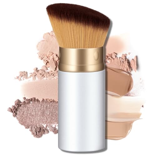 LIALTK Retractable Kabuki Makeup Brush - All-in-One Travel Foundation, Powder, Blush, Liquid & Cream Face Brush | Portable & Easy to Use for Women & Beginners Gift for Mother's Day (Black)