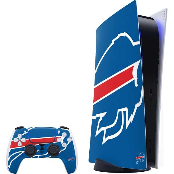 Skinit Decal Gaming Skin Compatible with PS5 Bundle - Officially Licensed NFL Buffalo Bills Large Logo Design