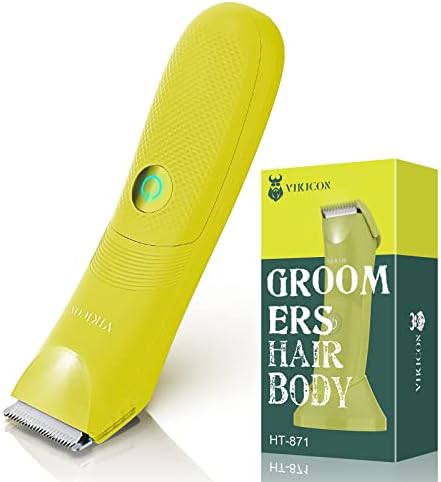 VIKICON Electric Body Hair Trimmer for Men, Waterproof Groin Trimmer, Ball Shaver Body Groomer with LED Light, Rechargeable Male Hygiene Razor for Face, Back, Underarm, Legs
