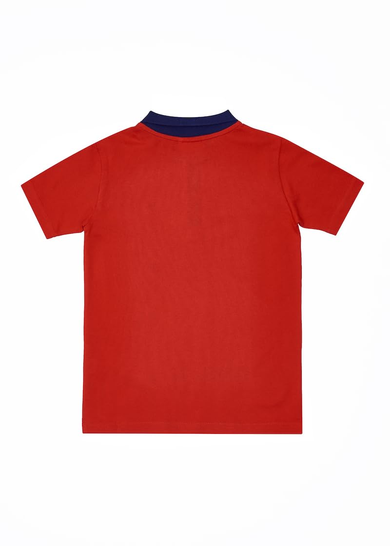Juego de 2 polos clásicos para niños y adolescentes con mangas cortas y cuello de polo acanalado, cuello de separación con botones con dos botones.