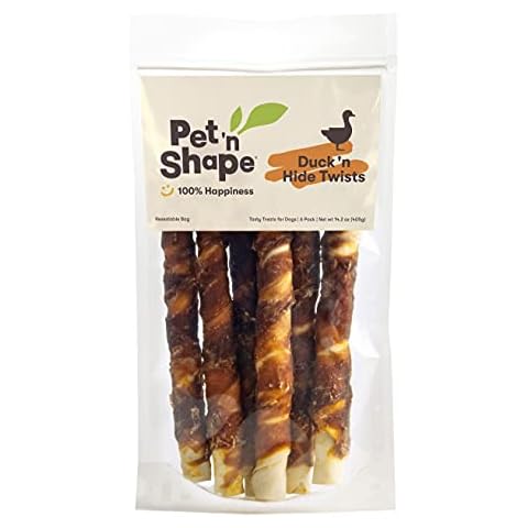 Pet 'n Shape Duck 'n Hide Twist - Duck Wrapped Rawhide Natural Dog Treats, Large, 6 Count Cover