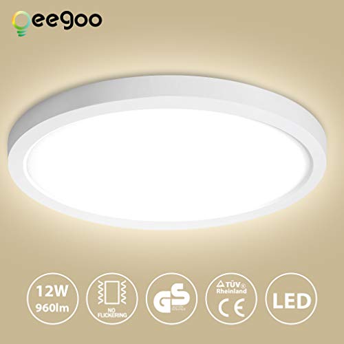 Preisvergleich Produktbild Oeegoo LED Deckenleuchte, Flimmerfreie Deckenlampe 12W 960lm, 13mm Ultraslim einstellbar Einbauleuchte Ø16cm, Led Bürodeckenleuchte, Flurlampe, Wohnzimmerlampe 4000K