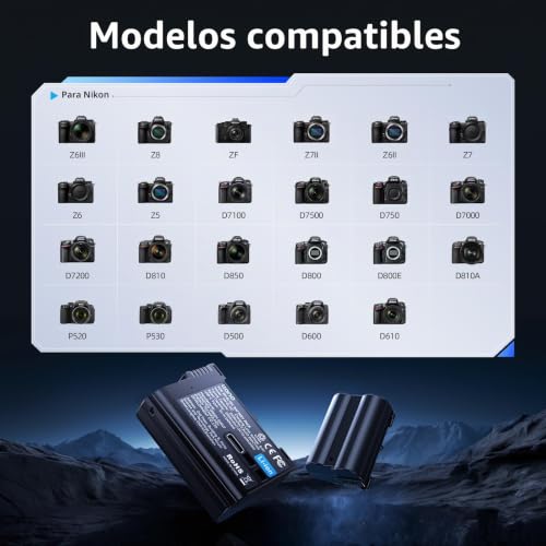 Batería EN-EL15C USB-C de 2400 mAh con decodificación total llano para cámaras Nikon 4