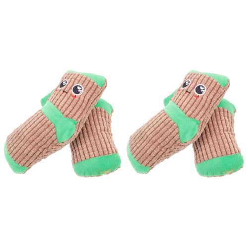 Levemolo 2 Paar Quietschende Hundespielzeug Plüschsocken Braun für Haustiere Langlebig und Beißfest mit Hunden Drinnen und Zahnpflege
