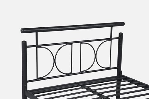 Image of Mexo Metal Extra Single Size Bed Without Storage | Wrought Iron Cot with Headboard & Footboard| Sturdy Powder Coated Platform Bed Extra Single Size Cot for Bedroom (Mexo Black)
