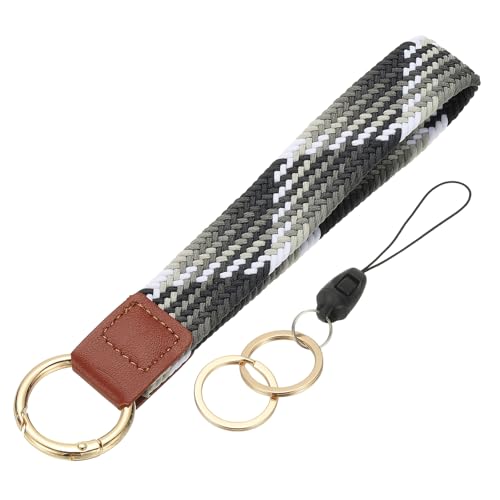 PATIKIL Keychain Wristlet, Cute Keychain Stretchy Woven Wrist Lanyard Strap Key Ring Car Keys Chain Accessories Hooks for Women Men Wallet ID Badges Card, Black/White