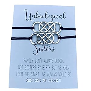 Infinity Collection - Unbiological Sister Charm Bracelets (2 pcs) Friendship Bracelet, Adjustable Bracelet - Soul Sister Knot Bracelets for Women, Teens, and Girls - BFF Gifts, Bestfriend Bracelets