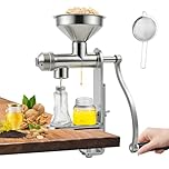 Manual Oil Press Machine with Filter Strainer, Stainless Steel Hand Oil Extractor for Home Use, for Peanut Sunflower Nuts Seeds, No Electricity Required, Household Cold Press Tool