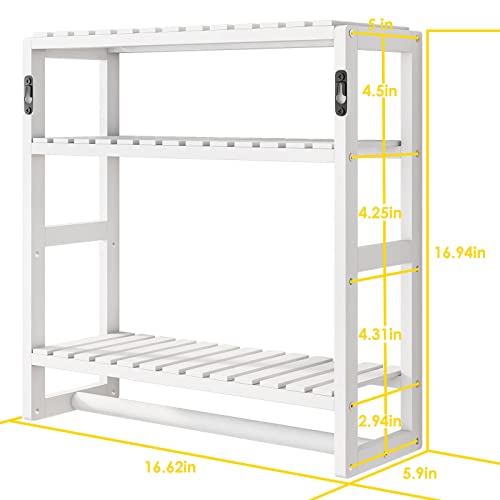 Galood Bathroom Shelves For Storage White Adjustable 3 Tiers Plant Shelf Over The Toilet Storage With Hanging Rod #TOP1