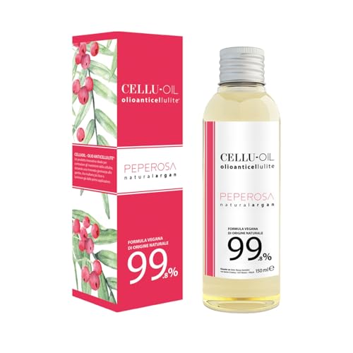 Olio AntiCellulite e AntiSmagliature con Formula Vegana (99% origine naturale) a base di Pepe Rosa e Argan, ideale per massaggi con coppetta anticellulite SlimCup
