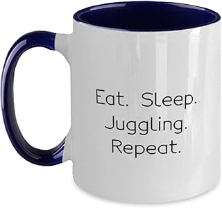 Motivational Juggling Gifts, Eat. Sleep. Juggling. Repeat, Beautiful Birthday Two Tone 11oz Mug Gifts For Friends, Juggling balls, Juggling clubs, Juggling knives, Juggling torches, Juggling pins,