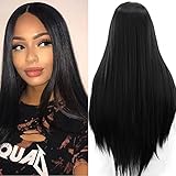 ATAYOU® Pelucas Negro Lace Front-Pelucas Delanteras De Encaje Negro Peluca Negra Delantera De Encaje De Pieza Pequeña Peluca Larga Recta (Negro@578)