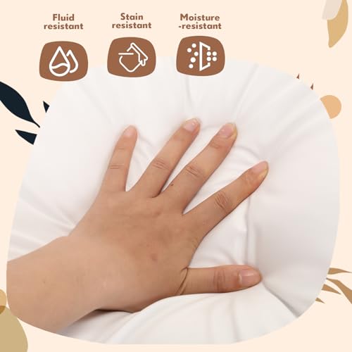Jingmore 20 x 26 Inches Reusable Bed Pillow with Vinyl Pillow Protector, Waterproof Medical Pillow for Sleeping, Fluid and Stain Resistant, Wipeable Easy Clean, White