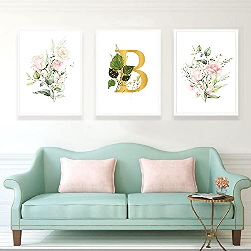 Toile alphabet anglais et plantes d'or pour créer un cocon doux en chambre d'enfant