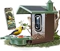 Smart Bird Feeder with Camera Solar Powered Outdoor - 2K HD Live Video, AI Bird ID, Squirrel-Proof, Instant Alerts & IP65 Weatherproof Outside, Great Gift for Familys & Friends