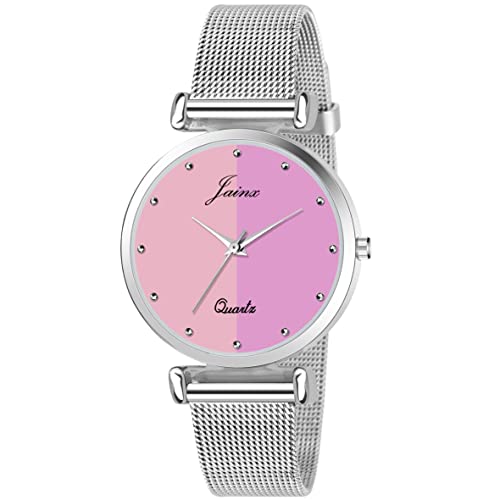 Image of jainx Silver Mesh Chain Analog Women Wrist Watch (Blue /Black /Silver /Pink /Green Color Dial)