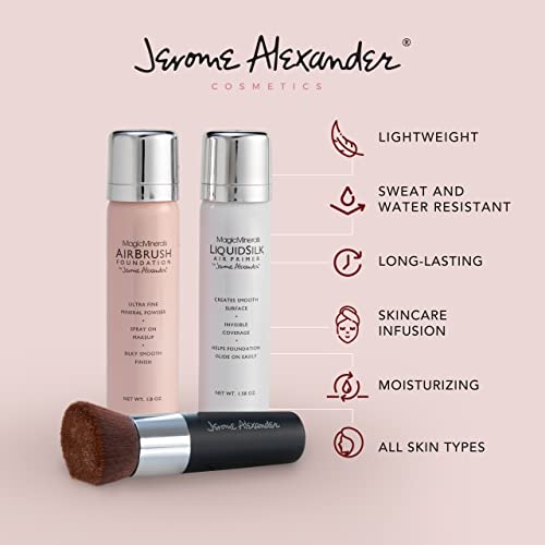 Magicminerals Airbrush Foundation By Jerome Alexander – 3Pc Spray Makeup Set With Anti-Aging Ingredients For Smooth Radiant Skin (3 Piece Set, Medium) #TOP1