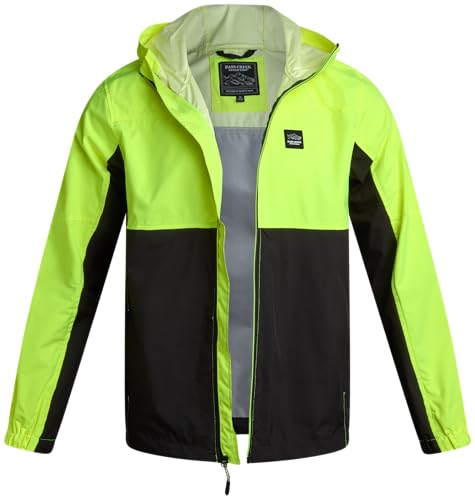 Bass Creek Outfitters Mens Hi Vis Hoodie - Water Resistant Neon Reflective High Visibility Hunting Mens Safety Work Jackets, Size Large, Yellow