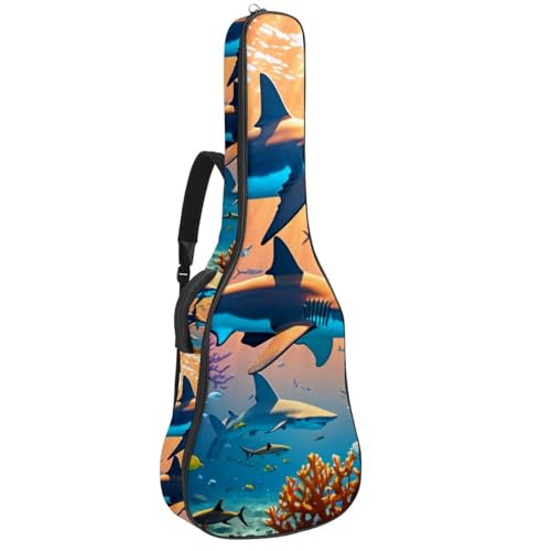 Sac pour guitare acoustique design requin, le cadeau parfait multicolore