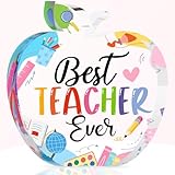 Yookeer Teacher Appreciation Gifts - 6 Inch Apple Shaped Acrylic Paperweight - Best Teacher Ever, Meaningful Teacher's Gift Birthday Teachers' Day Thank You Keepsake