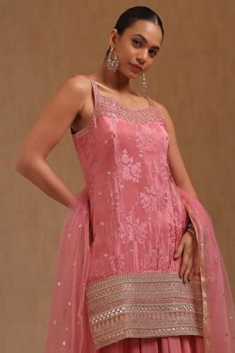 Image of Soch Womens Tissue Embroidered Suit Set With Sequins