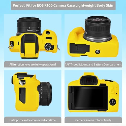 Funda de silicona para cámara Canon EOS R100 amarilla miniatura 5