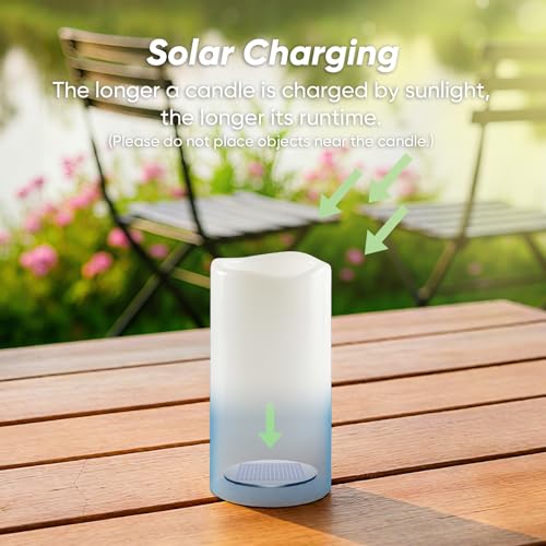Image of Homemory Large Solar Candles Outdoor Waterproof, 4 inchx8 inch, Dusk to Dawn, Solar Powered Flameless Candles for Outdoor, Lanterns