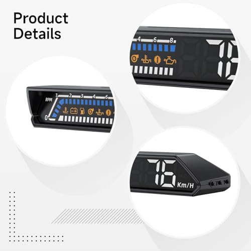 HUD OBD2 para coche con doble pantalla y cable de 6 pies 5