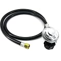 Rixordd 5 Feet Vertical Propane Regulator and Hose, QCC1 Connection - Versatile Grill Hose and Regulator for Majority of LP Gas Grills, Heaters, and Fire Pit Tables, with 3/8" Female Flare Nut