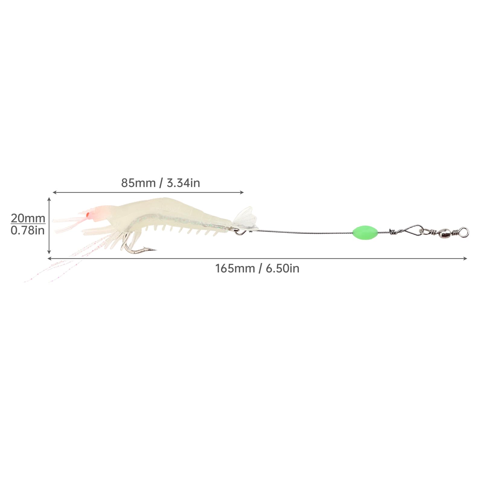 Esche da pesca in acqua salata esche per gamberetti, esche luminose e morbide per gamberetti, esche artificiali in silicone con ganci per trota, spigola, salmone