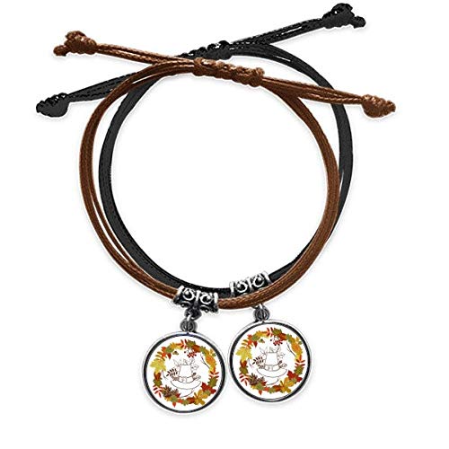 Garland motif de feuilles de Thanksgiving bracelet cuir pour cadeau d'amoureux