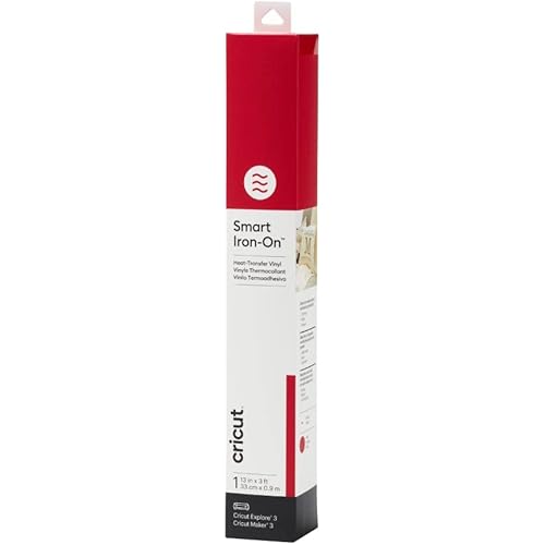 Cricut Smart Iron On, Red - 3ft Roll (13'x36') Heat Transfer Vinyl for Maker & Explore Machines- Matless Cutting for Long cuts up to 12ft