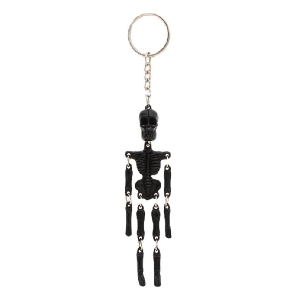 Naixue Black Korean Fashion Luminous Skull Keychain Multi-Joint Skeleton Personality Gothic Accessories Halloween Car Keychains