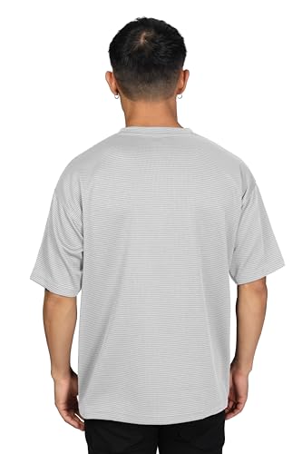 Image of SHODOX Men Oversized T Shirt Solid Dotted Design | Round Neck Loose Fit Drop Shoulder Casual T-Shirt for Men