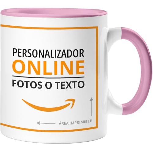 360 Onlineprint Taza Personalizada | Material: Cerámica | Modelo: Taza con Interior y Asa Colorida | Ideal para Regalo Personalizado o uso Empresarial | Color: Rosa claro | Capacidad: 325 ml