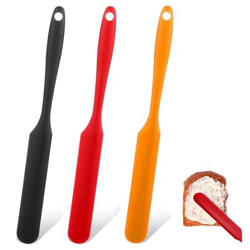 Spatole in Silicone,3 PCS Spatole da Cucina Spatola in Silicone per Barattoli Raschietto Flessibile Resistente al Calore Spatola da Cucina Antiaderente per Raschiare Salse Mescolare Pasta