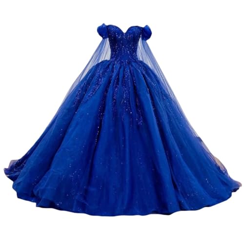 YJNXHN Off Shoulder Quinceanera Dresses Ball Gown with Cape Beads Prom Party Dress Puffy Tulle Sweet 15 16 Dresses