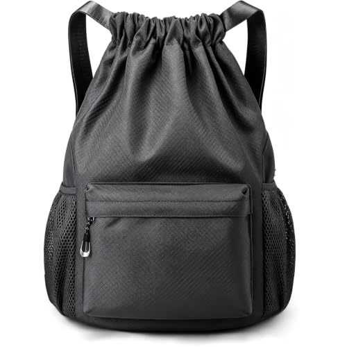 YEAMLTE Mochila Deportiva, 1 Mochila Cuerdas Impermeable, Negro, L, Unisex, Viaje, Ocio, 20L, Ligero, Impermeable