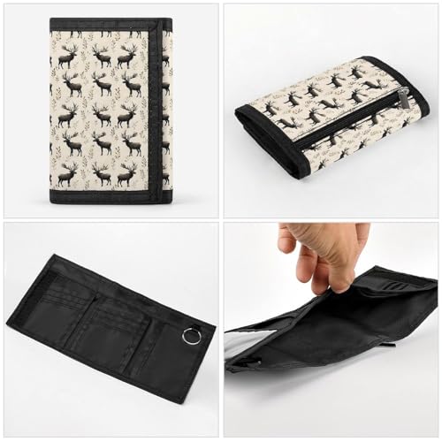 Elk Plant Silhouette Print Wallet for Men, 8 Credit Card Holder Slim Minimalist Front Pocket Small Mens Bifold Wallets4